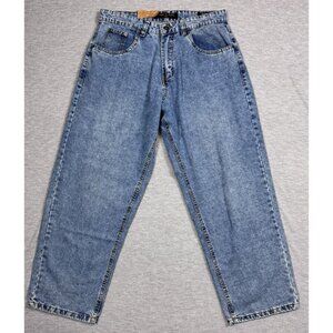 Ring of Fire Mens Blue Denim Jeans Droopy Drop Crotch Relaxed Size W33 L30 NEW